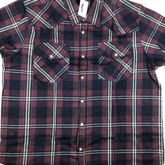 Woodland Creek Men's Plaid Long Sleeve Pearl Snap Shirt in Red Black - XL - Picture 5 of 8